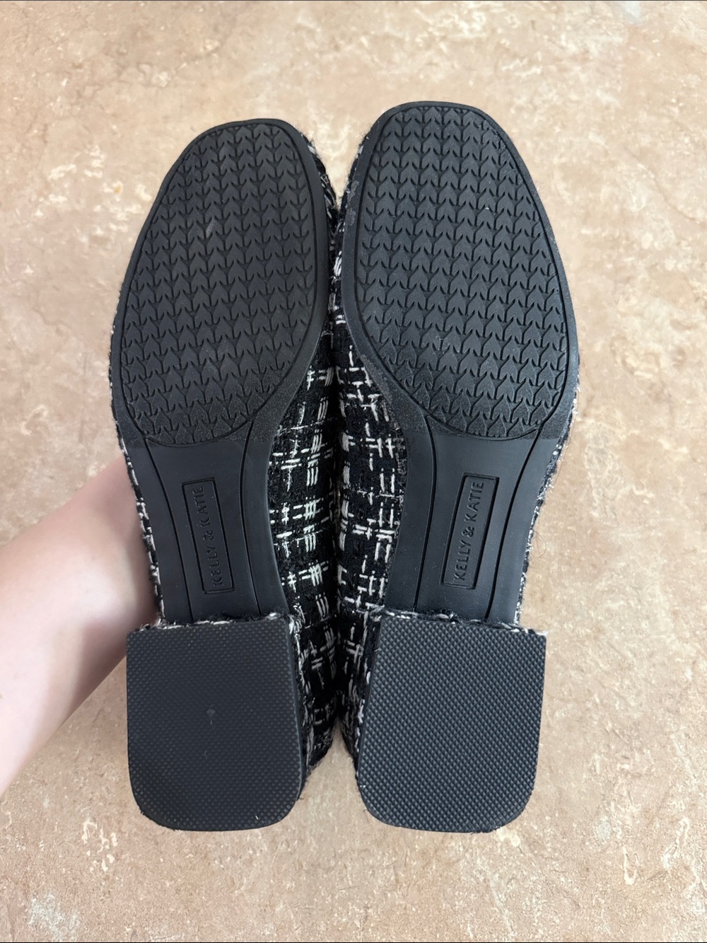 Kelly & Katie Black and White Tweed Ballet Flats with Bow - Picture 3 of 4